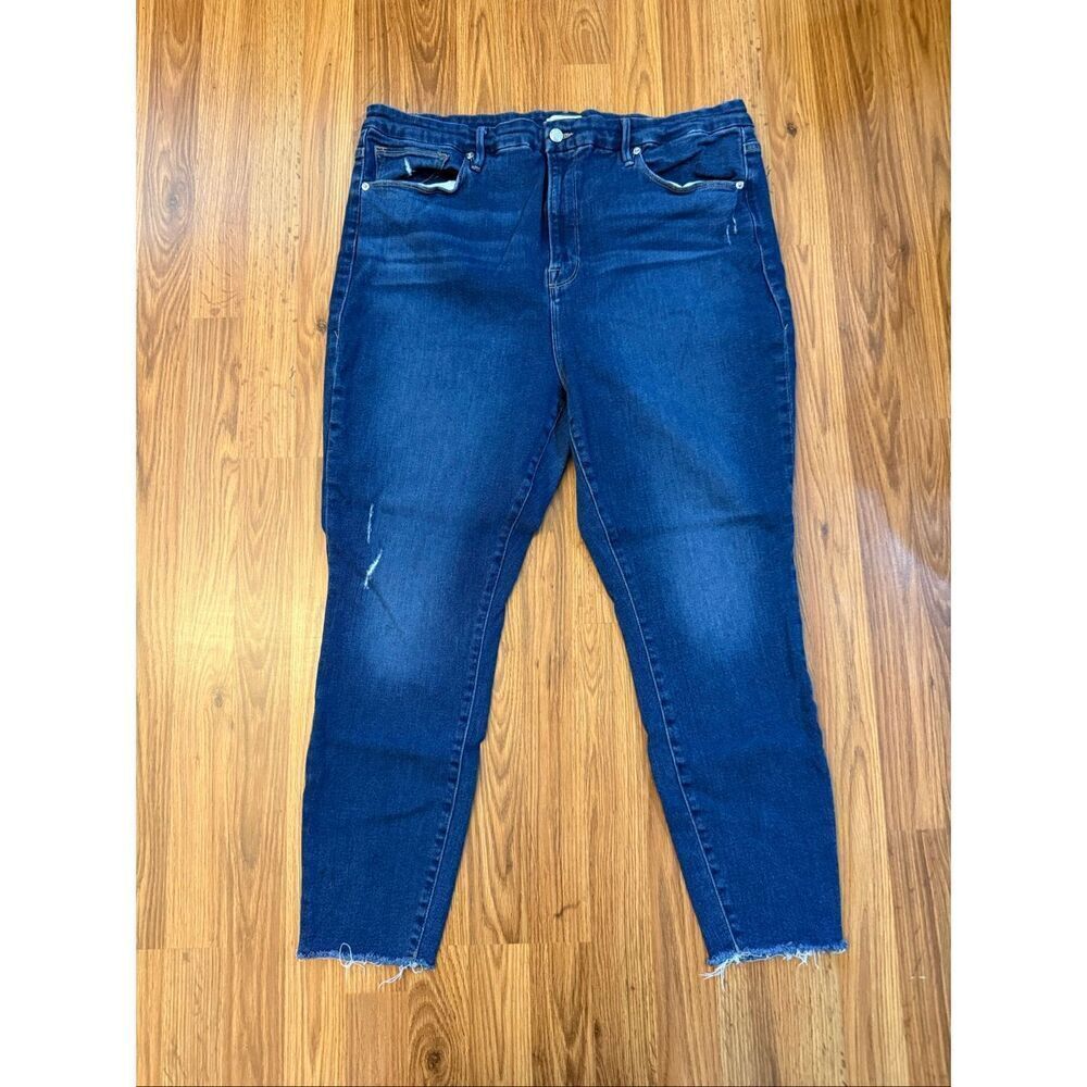 Good American Women's Good Legs Crop Raw Hem Denim Skinny Jeans Blue Size 22